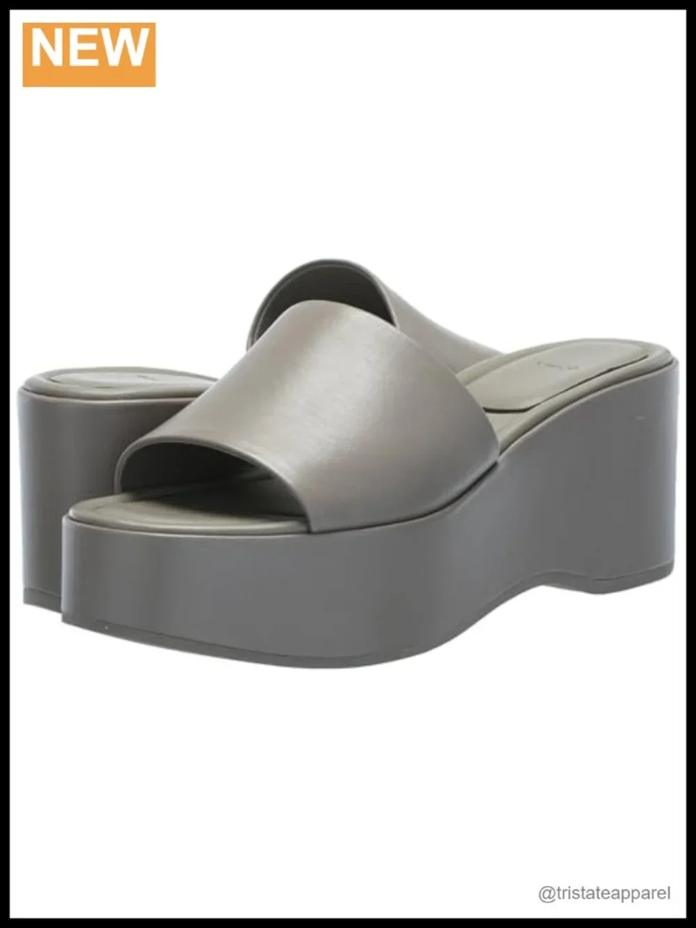 Leather Platform Wedge Slide Sandals 3in Heel 1.5in Comfort